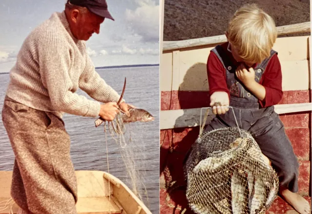 Alfons och Andreas med  fiskar
